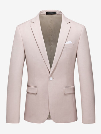 ライト アプリコットメンズ ブレザー スーツ スリムフィット ワンボタン ブレザー ウェディング シック ジャケット