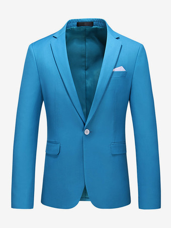 ライトスカイブルーメンズ ブレザー スーツ スリムフィット ワンボタン ブレザー ウェディング シック ジャケット