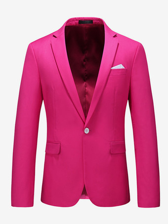 ローズレッドメンズ ブレザー スーツ スリムフィット ワンボタン ブレザー ウェディング シック ジャケット