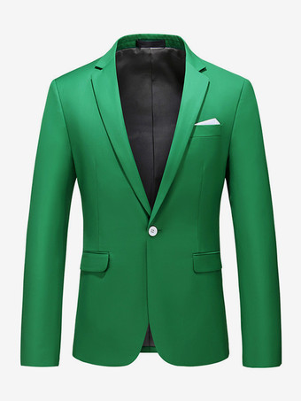 グリーン メンズ ブレザー スーツ スリムフィット ワンボタン ブレザー ウェディング シック ジャケット