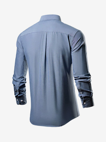 メンズ プラスサイズ 長袖シャツ ボタンダウン スリムフィット ウェディングシャツ