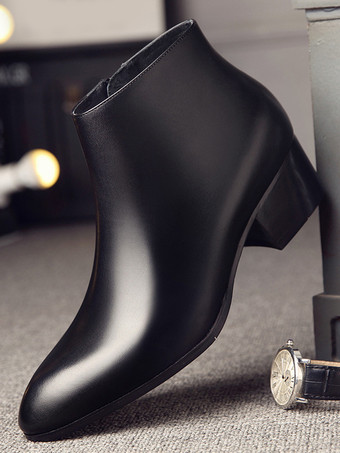 メンズ チェルシーブーツ 牛革 シック ブラック ショート アンクルブーツ