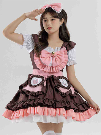 ブラウン メイドコスチューム コーヒーブラウン 女の子のドレス