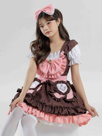 メイドコスチューム コーヒーブラウン 女の子のドレス