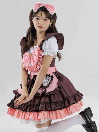 メイドコスチューム コーヒーブラウン 女の子のドレス