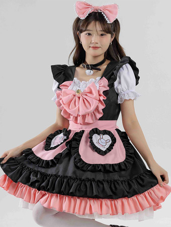 ブラック メイドコスチューム コーヒーブラウン 女の子のドレス