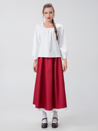 レッド レディース エレガント トップ エプロン ポリエステル セット ホリデー コスチューム バーガンディ