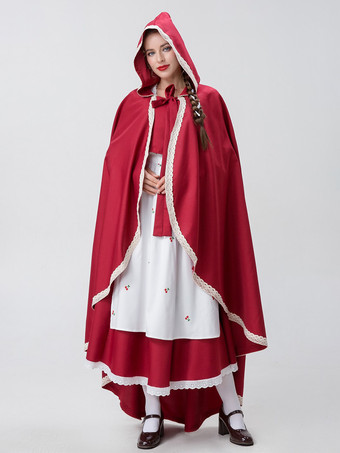 レッド レッド レディース エレガント トップ エプロン ポリエステル セット ホリデー コスチューム バーガンディ