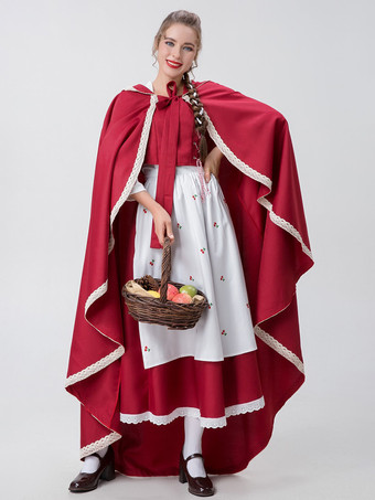 レッド レディース エレガント トップ エプロン ポリエステル セット ホリデー コスチューム バーガンディ