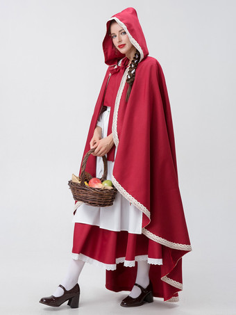 レッド レディース エレガント トップ エプロン ポリエステル セット ホリデー コスチューム バーガンディ