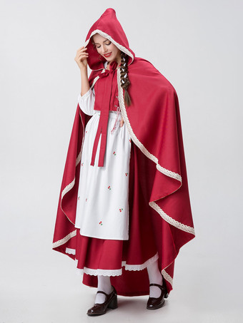 レッド レディース エレガント トップ エプロン ポリエステル セット ホリデー コスチューム バーガンディ