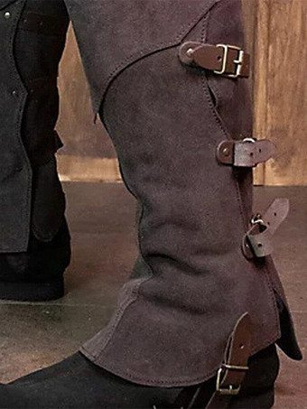 海賊ブーツ スチームパンク リベット ニーパッド レトロ 男性用