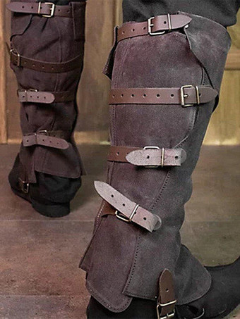 海賊ブーツ スチームパンク リベット ニーパッド レトロ 男性用
