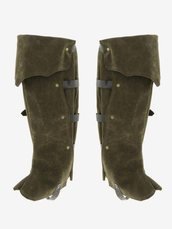 グリーン 海賊ブーツ スチームパンク リベット ニーパッド レトロ 男性用