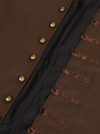 ブラウン ヴィンテージ トップ レトロ ボタン 長袖 オーバーコート レトロ コスチューム 男性用