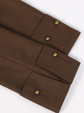 ブラウン ヴィンテージ トップ レトロ ボタン 長袖 オーバーコート レトロ コスチューム 男性用