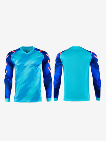 ライトスカイブルーメンズ ゴールキーパー ユニフォーム トップ 大人用 通気性 ジャージ 長袖 トレーニング トップ