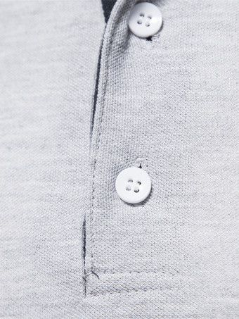 メンズ ポロシャツ ターンダウンカラー 長袖 ロゴ レギュラーフィット グレー ファッション ポロシャツ