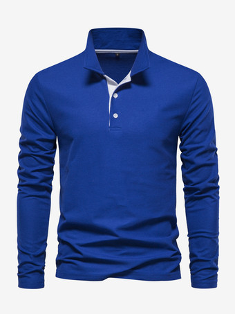 ロイヤルブルーメンズ ポロシャツ ターンダウンカラー 長袖 ロゴ レギュラーフィット グレー ファッション ポロシャツ