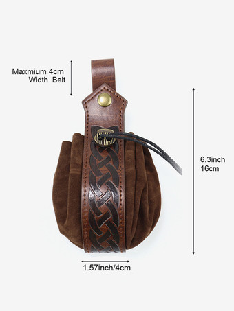 コーヒーブラウン スチームパンク コスチューム メンズ アクセサリー グロメット マネーバッグ ウエストバッグ