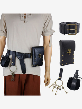 ブラック コーヒーブラウン スチームパンク コスチューム メタルディテール ヴィンテージ メンズアクセサリー