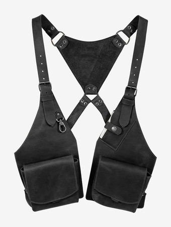 スチームパンク コスチューム メンズ アクセサリー グロメット ハンドメイド レザー ショルダーバッグ