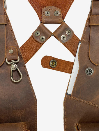 スチームパンク コスチューム メンズ アクセサリー グロメット ハンドメイド レザー ショルダーバッグ