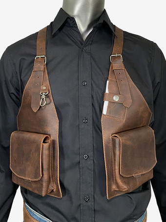スチームパンク コスチューム メンズ アクセサリー グロメット ハンドメイド レザー ショルダーバッグ
