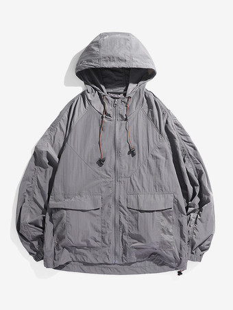 GrauLeichte Outdoor-Kapuzenjacke für Herren