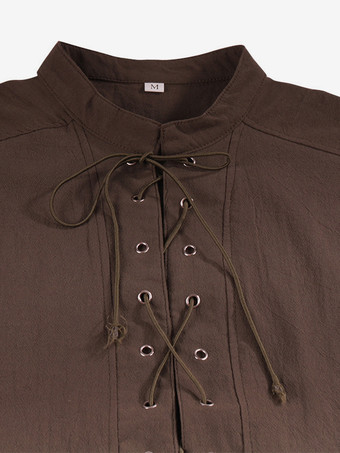 男性用ブラック ヴィンテージトップ エレガントなポリエステル レースアップ ノースリーブ レトロコスチューム