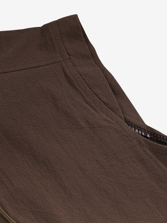 男性用ブラック ヴィンテージトップ エレガントなポリエステル レースアップ ノースリーブ レトロコスチューム