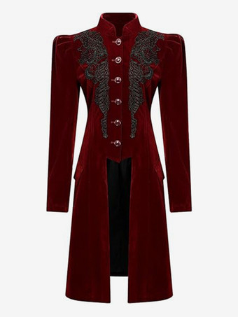 Burgunderroter Retro-Kostüm-Mantel mit Rüschen aus Polyesterspitze für Damen im Retro-Stil Marie Antoinette-Kostüm Oberteil Party-/Ballkleid