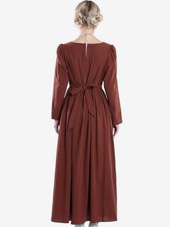 コーヒーブラウン レトロコスチューム プリーツコスチュームドレス レディース エレガント チュニックコスチューム