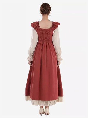 コーヒーブラウン レトロコスチューム プリーツコスチュームドレス レディース エレガント チュニックコスチューム