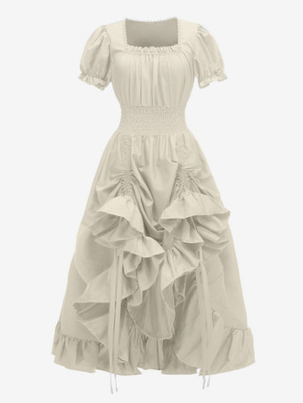 コーヒーブラウン レトロコスチューム プリーツコスチュームドレス レディース エレガント チュニックコスチューム バーガンディ