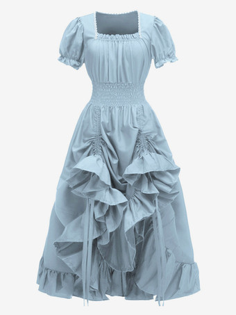 コーヒーブラウン レトロコスチューム プリーツコスチュームドレス レディース エレガント チュニックコスチューム バーガンディ