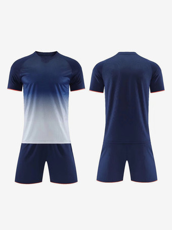 Blu Marino ScuroTuta da calcio maschile a maniche corte per adulti e bambini