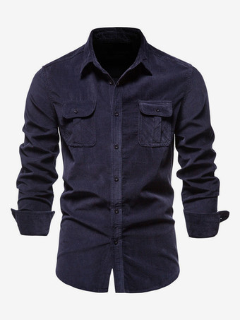 メンズシャツ コットン スリムフィット カジュアル 長袖シャツ