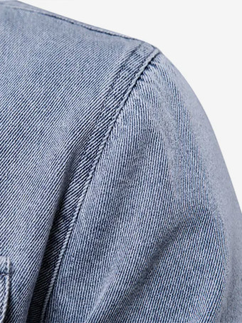 メンズ デニムシャツ トップス カジュアル ラペル デニムシャツ ポケット付き