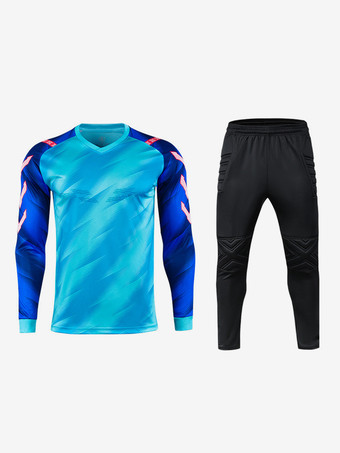 Azul celeste claroUniforme de portero de fútbol para hombre traje deportivo para adultos camiseta transpirable uniforme de entrenamiento