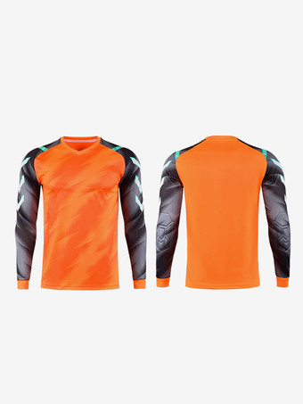 オレンジ メンズ ゴールキーパー ユニフォーム トップ 大人用 通気性 ジャージ 長袖 トレーニング トップ