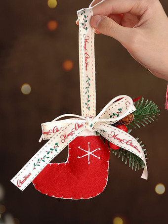 レッドクリスマスデコレーション ぬいぐるみツリーベル 車吊り下げ室内ペンダント