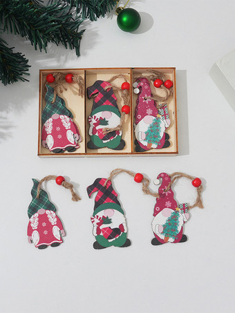 グリーン 漫画のカラフルな木製の森の置物ペンダント装飾クリスマスツリーアクセサリー