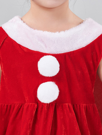 Girl's Christmas Set Red Dress Color Block Christmas Holidays Costumes