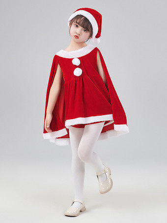 Girl's Christmas Set Red Dress Color Block Christmas Holidays Costumes