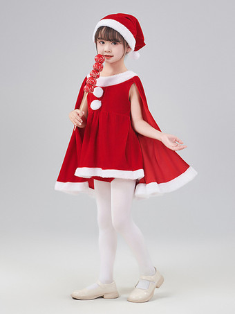 Girl's Christmas Set Red Dress Color Block Christmas Holidays Costumes