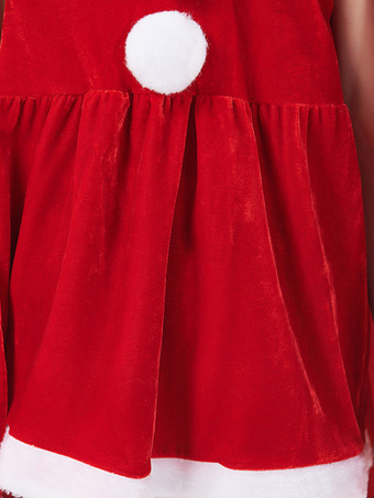 Girl's Christmas Set Red Dress Color Block Christmas Holidays Costumes