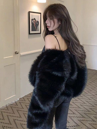 フェイクファーコート ホワイト ウエストラインなし 長袖 フェイクファーコート オーバーサイズ レディースコート