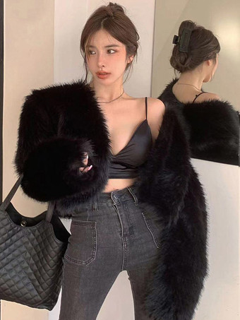 フェイクファーコート ホワイト ウエストラインなし 長袖 フェイクファーコート オーバーサイズ レディースコート