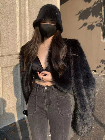 フェイクファーコート ホワイト ウエストラインなし 長袖 フェイクファーコート オーバーサイズ レディースコート